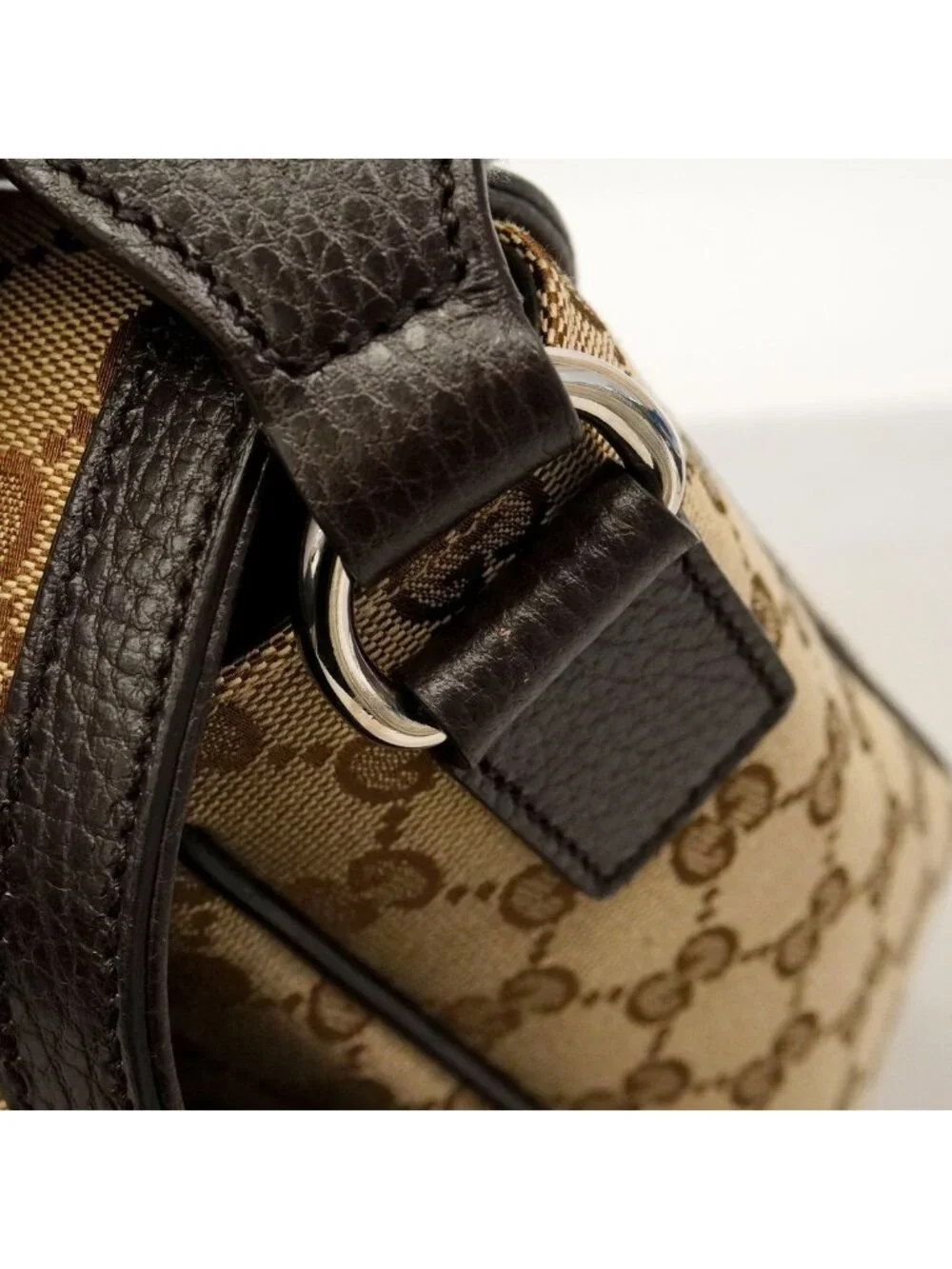 Gucci Shoulder Bag GG Canvas Brown Silver
